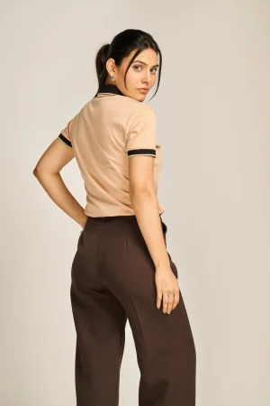 Opus Truffle polo shirt side view premium brown cotton casual wear for men