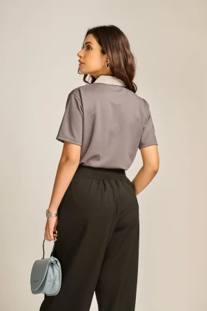 Ventus Beluga polo shirt front view premium grey cotton polo for men